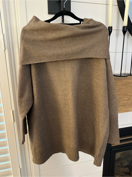Anthropologie Sweaters - Anthropologie Brown Off-the-Shoulder Knit Sweater